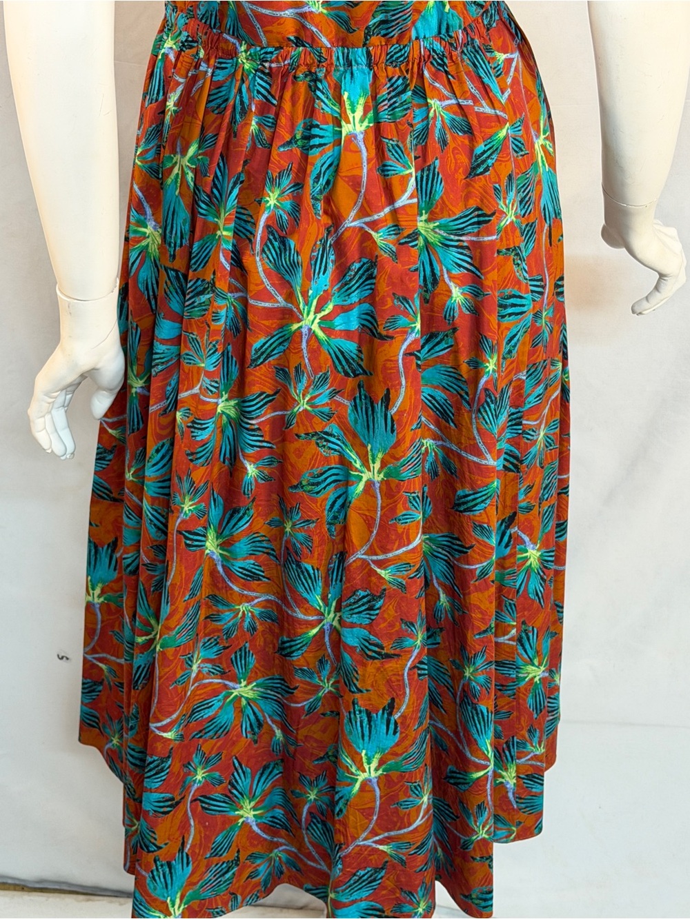 Ulla Johnson Rust Floral Midi Skirt with Teal Botanicals - Picture 5 of 10